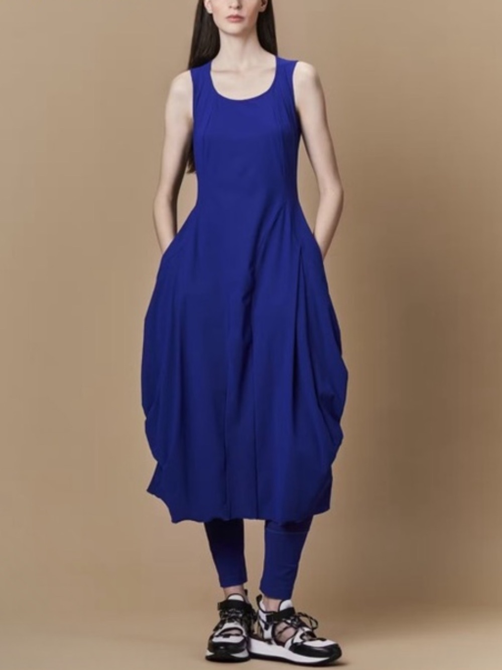 HIGH TECH by Claire Campbell Heritage Dress Lagenlook Ruched Purple Blue Cobalt